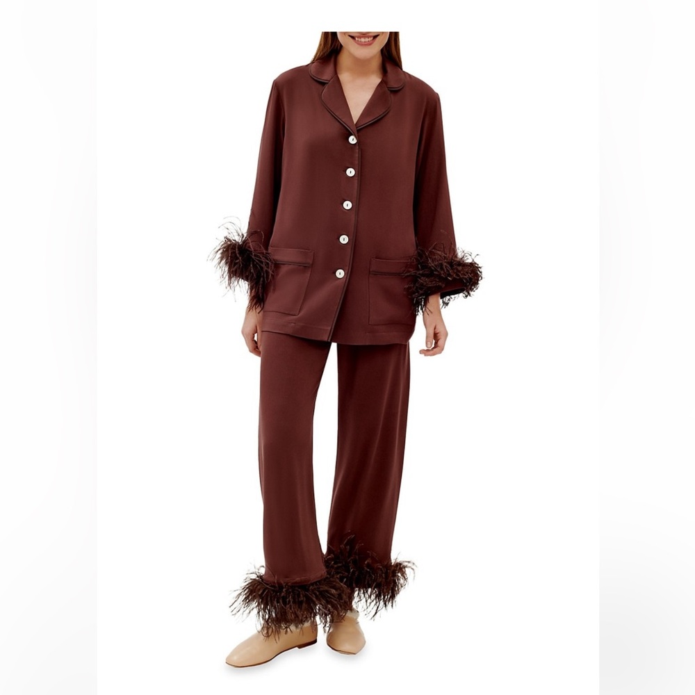 Sleeper Two-Piece Feather-Trim Party Pajama Set